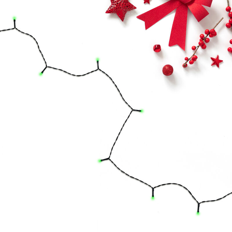 20 Battery Operated Green LED Wide Angle Christmas Lights - 9.5 ft Green Wire