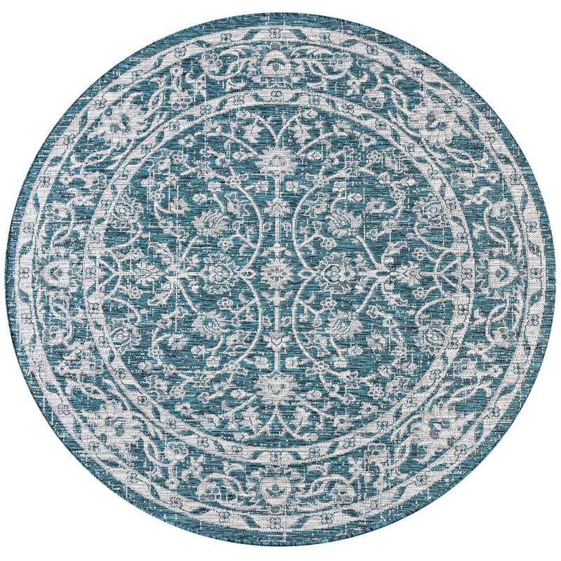 Palazzo Vine and Border Textured Weave Round Indoor/Outdoor Area Rug