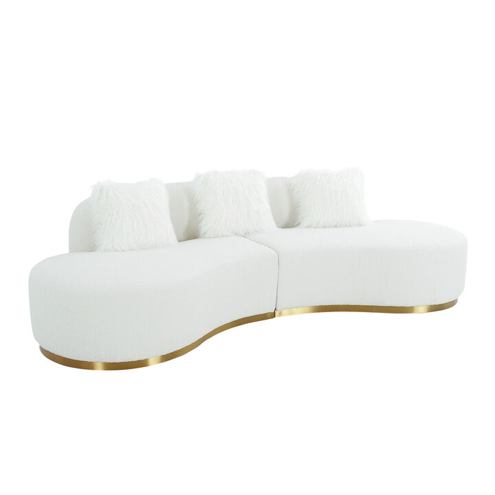 Pasargad Home Simona Upholstered Sofa with 3 Pillows, Width 110.6" Grey