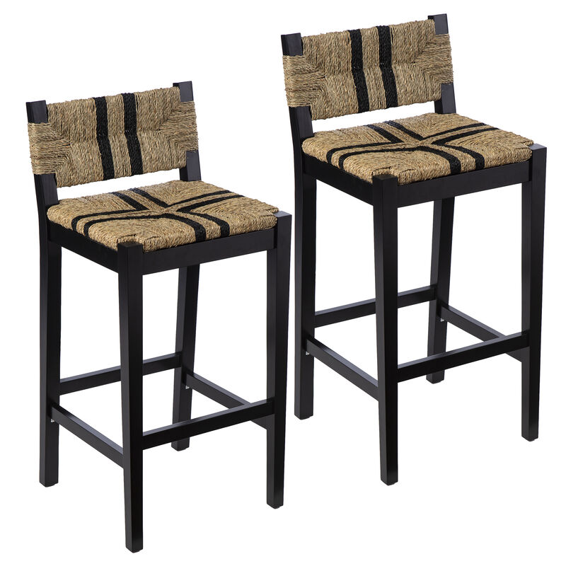 Gallacano Seagrass Barstools 2pc Set
