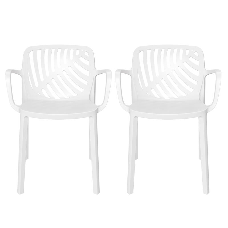 WestinTrends Outdoor Modern Stackable Patio Dining Armchairs (Set of 2)