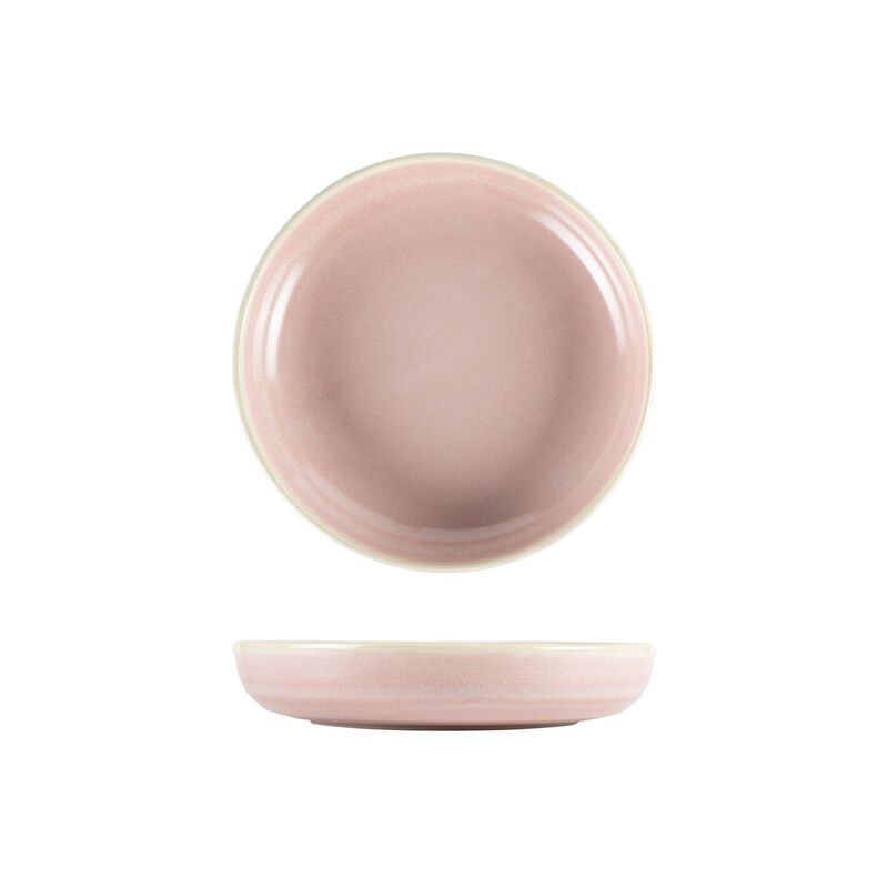 Pink Pott dia.9" h:1.75" 36 oz. Round Pink Porcelain Bowl (Set of 4)