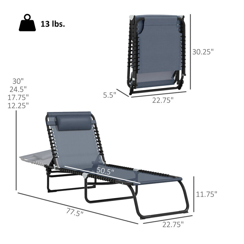 Hivvago Foldable 4-Position Chaise Lounge image number 2