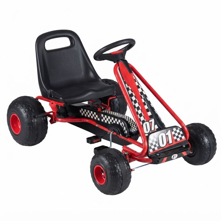 4 Wheel Pedal Go Kart for Kids with Adjustable Seat and All Terrain Wheels