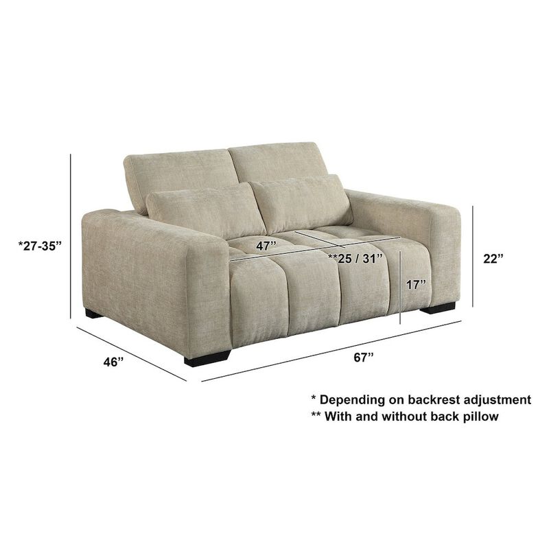 Best Quality Furniture 2 Seater Loveseat In Beige With Adjustable Backrest