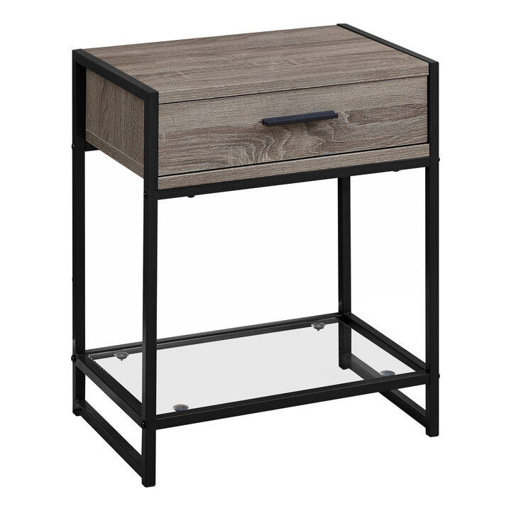 Minimalist Glass and Metal End Table &ndash; Accent Side Table with Storage Drawer