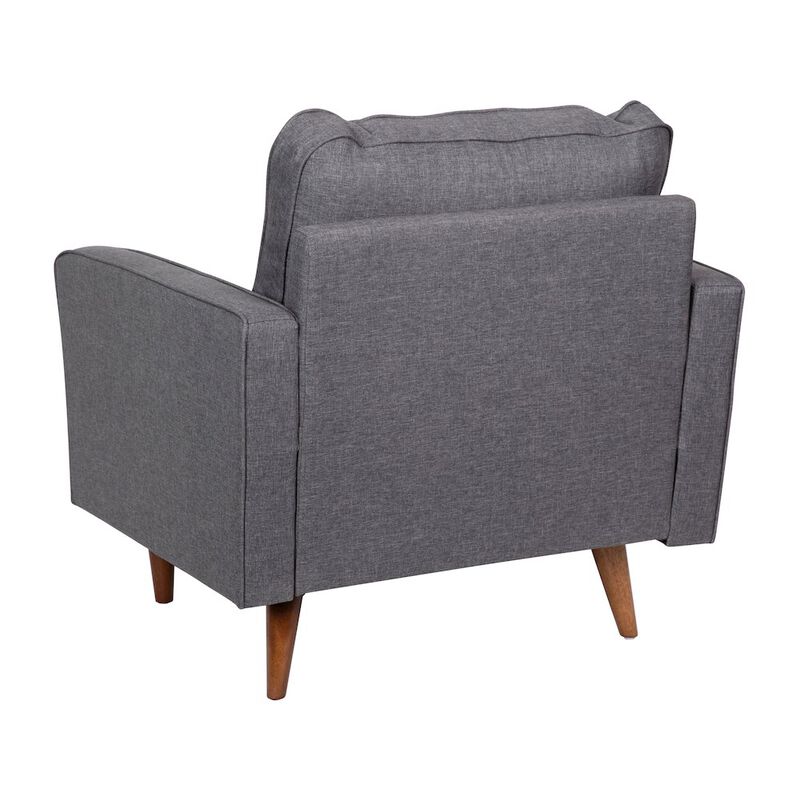 Flash Furniture Armchair with Tufted Faux Linen Upholstery, Solid Wood Legs in Dark Gray image number 2