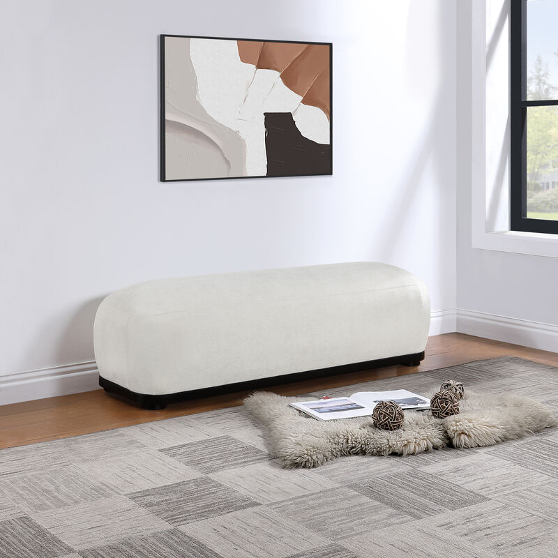 Meridian Furniture Calum Cream Chenille Fabric Bench