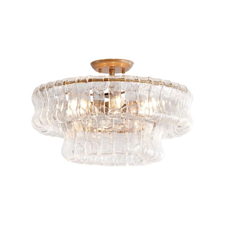Abigail 5-Light 18" 2-Tier Brushed Brass Round Flush Mount