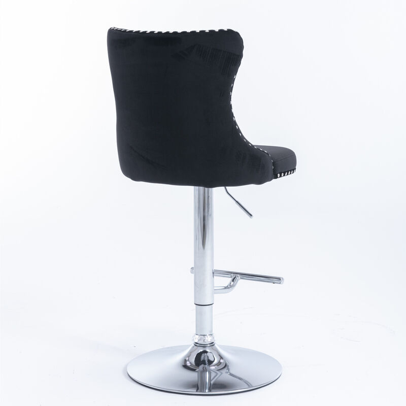 Streamdale Adjustable Swivel Velvet Bar Stools, Set of 2 image number 7