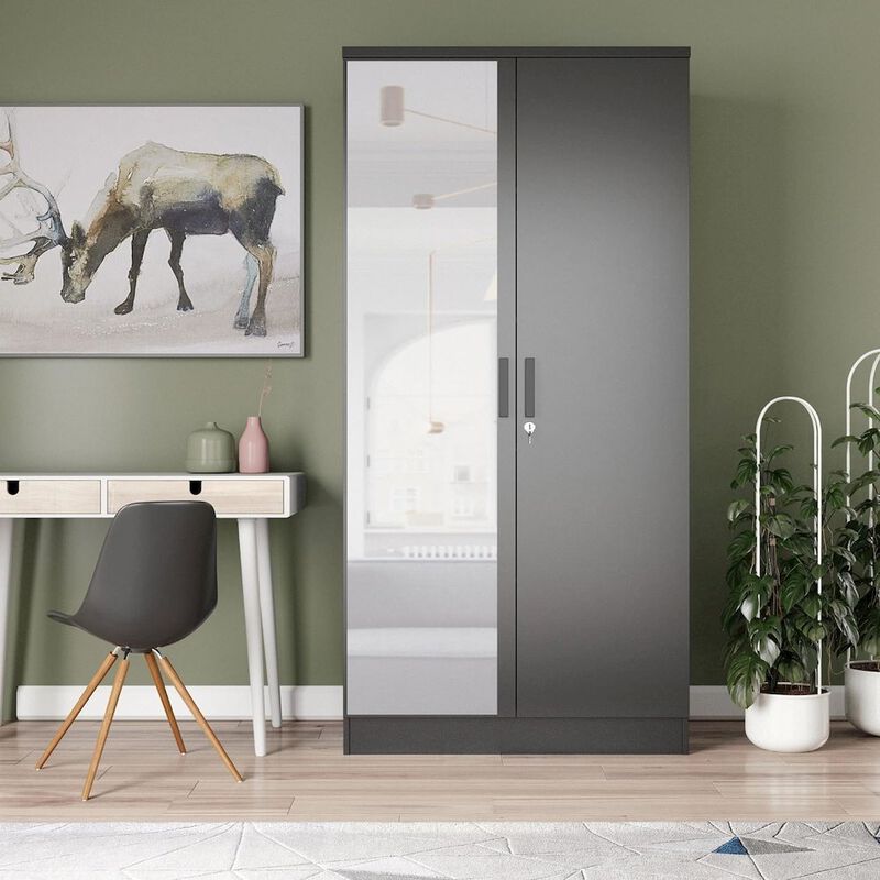 2 Doors Wardrobe Mirrored Door