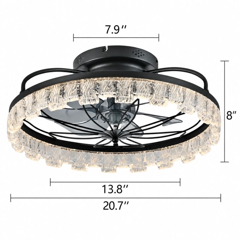 ELEMENT ACE Rustic Farmhouse Flower Caged Ceiling Fan with LED Light and Remote Control, Low Profile Ceiling Fan for Bedroom Kitchen Living Room image number 1