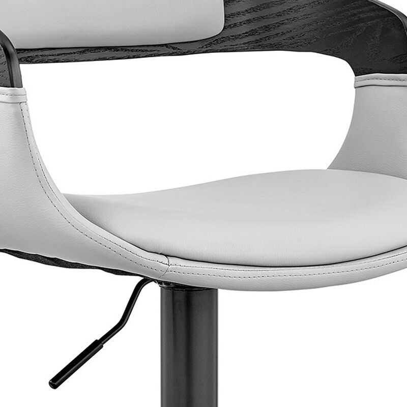 Hivvago Gray And Black Iron Swivel Low Back Adjustable Height Bar Chair