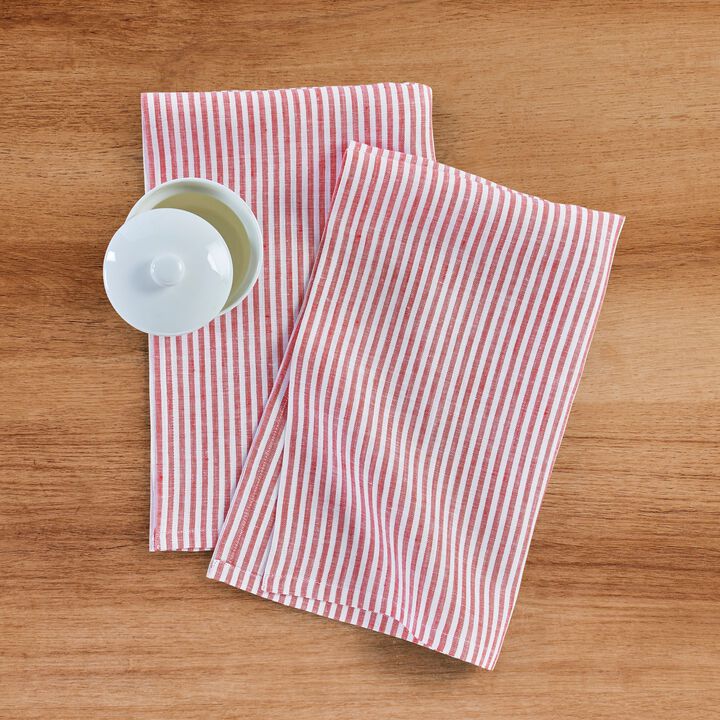 Linen Kitchen Towels - Narrow Stripe