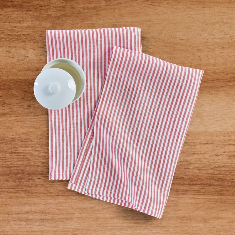 Linen Kitchen Towels - Narrow Stripe image number 1