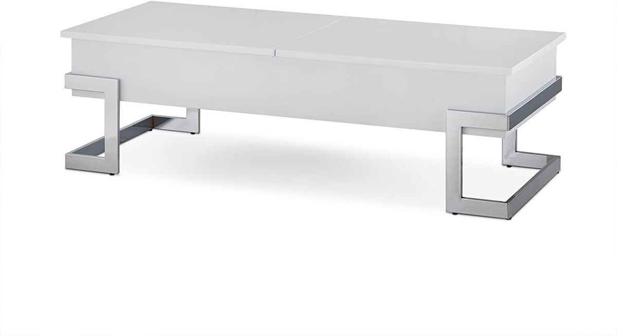Modern Iron Lift Top Coffee Table with Convenient Storage Shelf