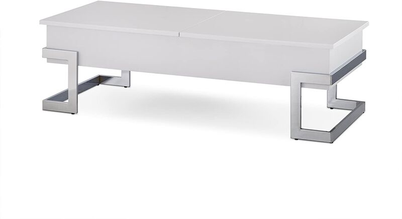 Modern Iron Lift Top Coffee Table with Convenient Storage Shelf