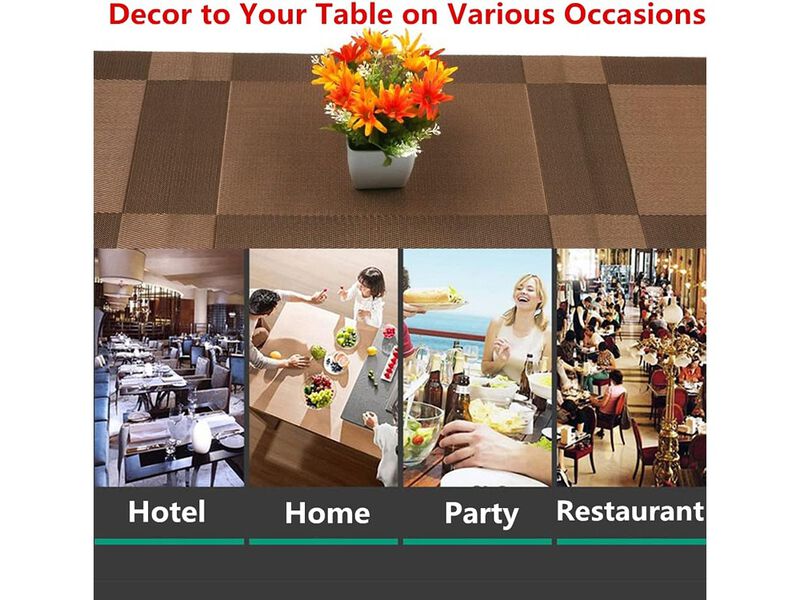 Placemats, Washable Table Mats, Woven Vinyl Placemat for Dining Table Place Mats Set image number 5