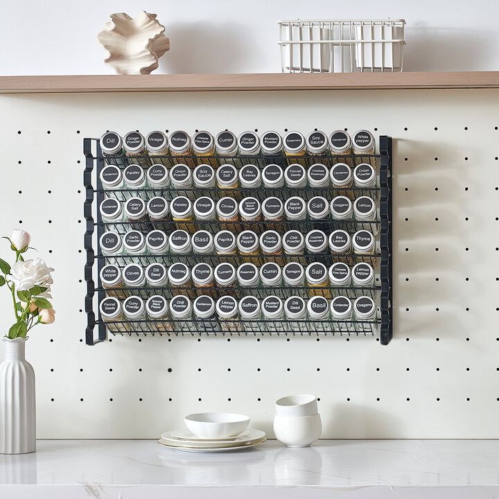 Spice Rack Organizer with 72 Jars Labels Lids and Funnel Complete Set