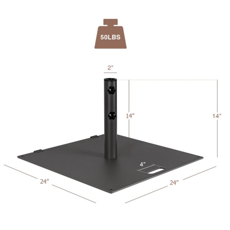 24 Inch Square Patio Umbrella Base 50 LBS Weighted image number 3