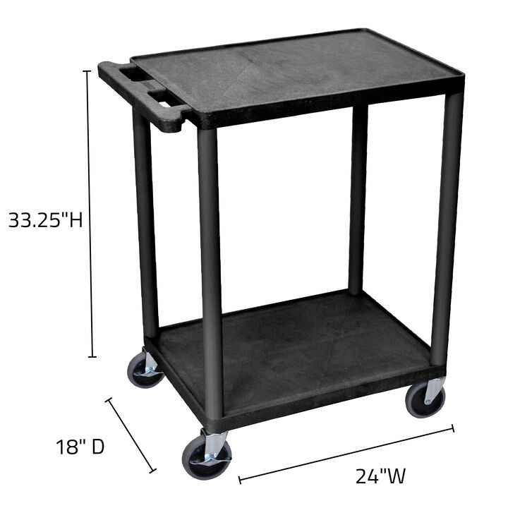 Luxor 2 Shelf Utility Cart Black