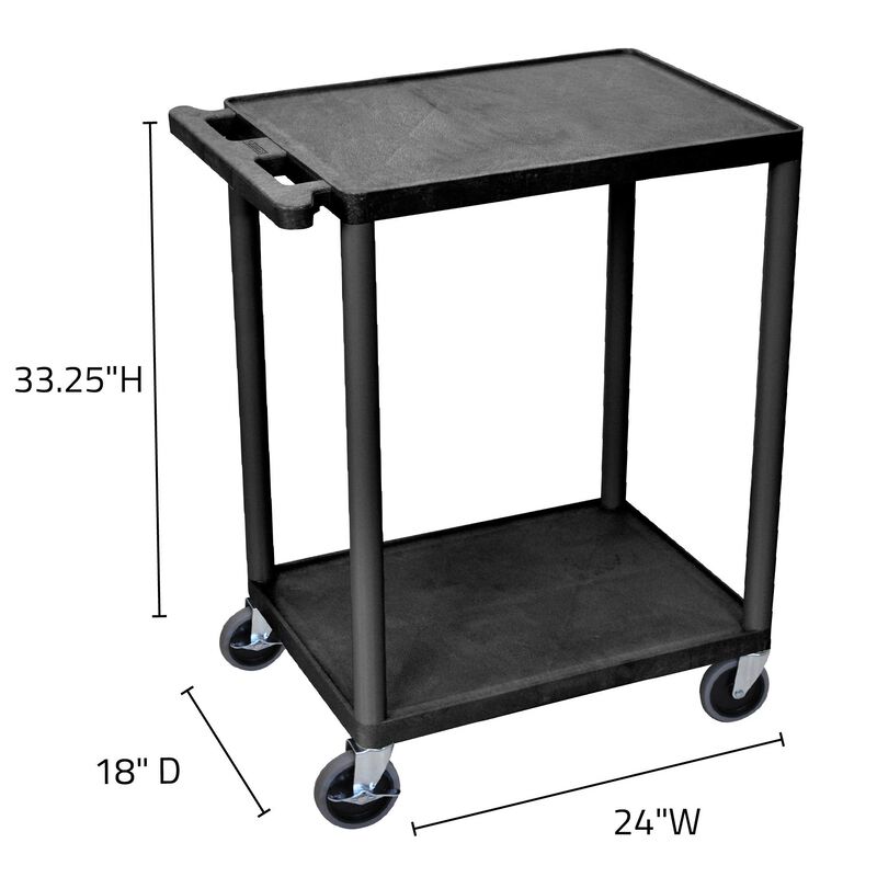 Luxor 2 Shelf Utility Cart Black