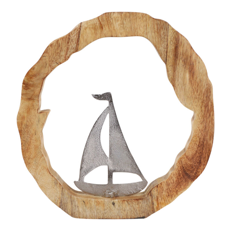 11x11" Sailboat In Wood Round image number 3