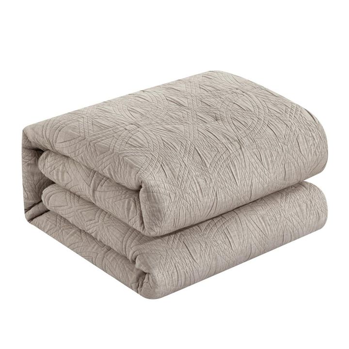 Chic Home Artista Cotton Blend Comforter Set Jacquard Geometric Pattern Design Bed In A Bag Bedding - 9 Piece - Grey