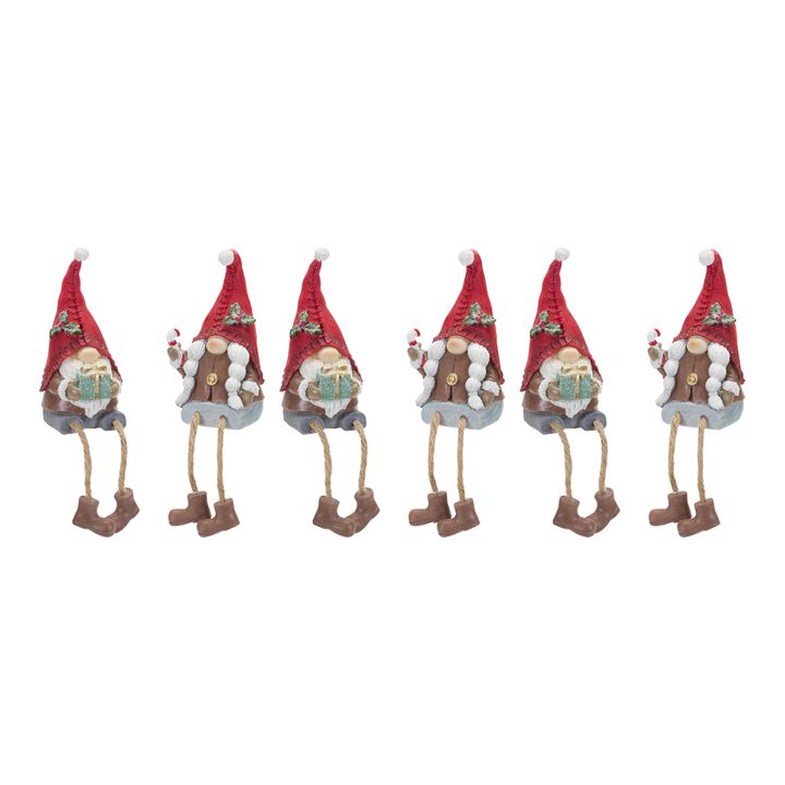 Gnome Garden Statue with Wheelbarrow & Snowman for Outdoor Decor (Set of 6)