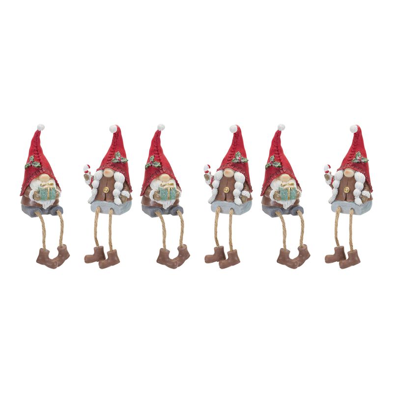 Gnome Garden Statue with Wheelbarrow & Snowman for Outdoor Decor (Set of 6)