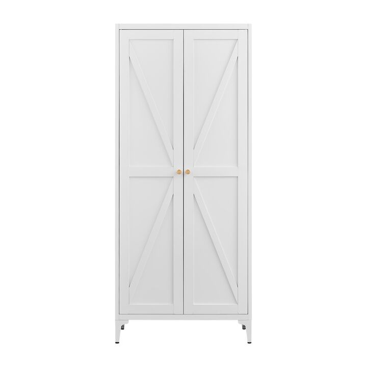 2 Doors Metal Storage Cabinet Kitchen Pantry Cabinet With Adjustable Shelves