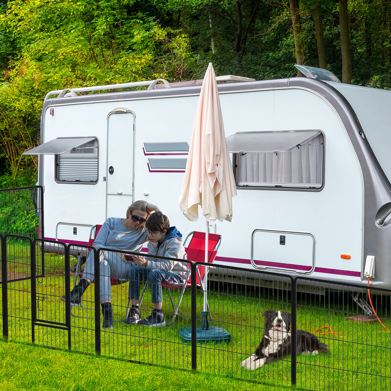 16-Panel Dog Playpen with Lock and Extra-Large Door &ndash; Secure Indoor & Outdoor Pet Enclosure