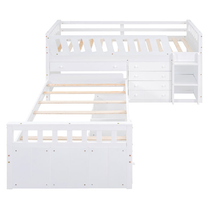 Merax L-shaped Loft Bed  with Platform Bed