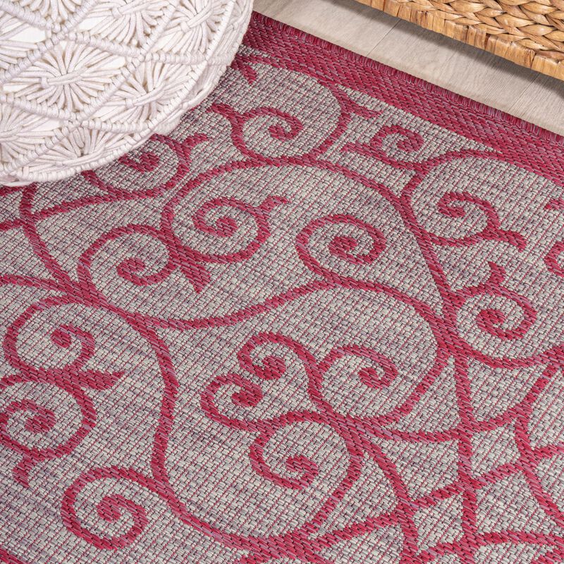 Madrid Vintage Filigree Textured Weave Square Indoor/Outdoor Area Rug
