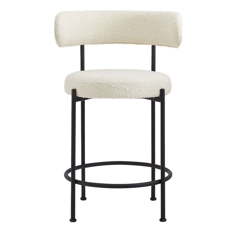 Modway EEI-6518-IVO-BLK Albie Boucle Fabric Counter Stools - Set of 2, Ivory Black image number 6