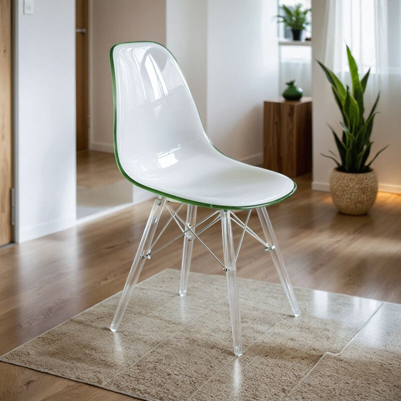 LeisureMod Dover Molded Side Chair with Acrylic Base, Set of 2