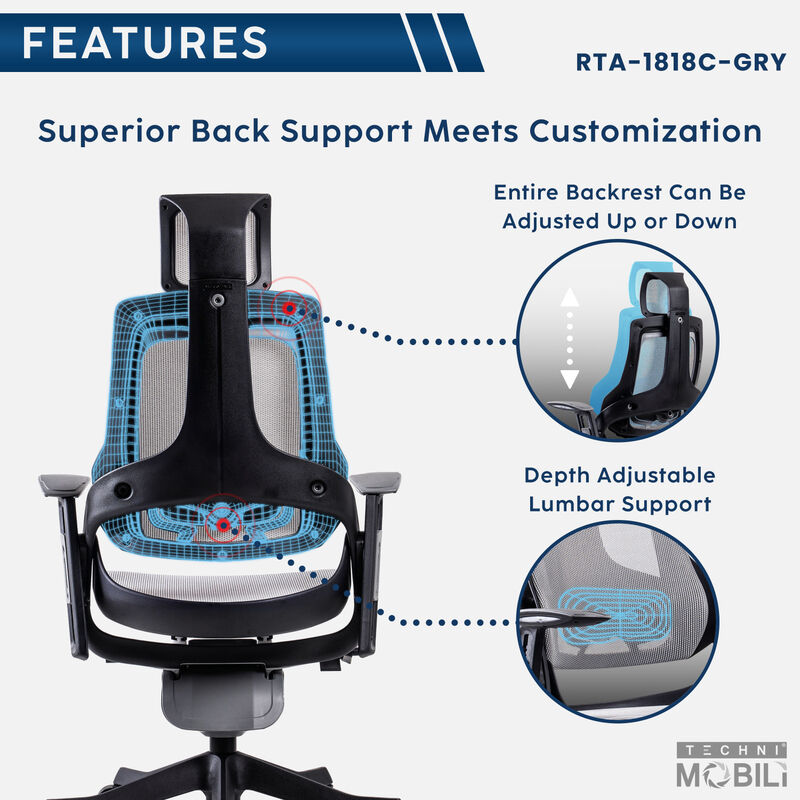Streamdale Lux Ergonomic Executive Chair, Grey image number 3