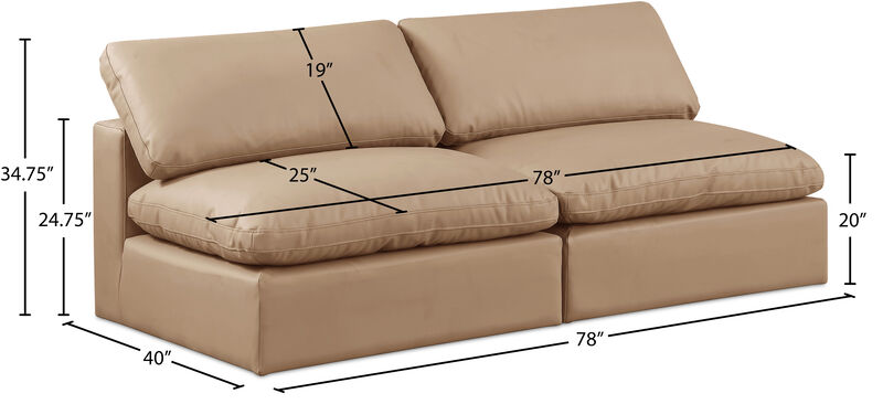 Meridian Furniture Comfy Tan Vegan Leather Modular Sofa