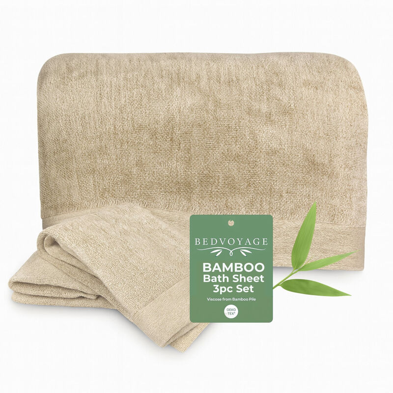 BedVoyage Melange viscose from Bamboo Bath Sheet Towel Set 3pc (1 Bath Sheet, 2 Hand Towels)
