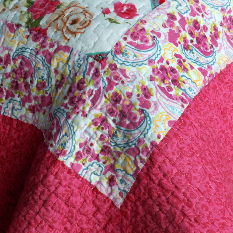 3-Piece Cotton Vermicelli Quilted Printed Quilt Set with Matching Shams image number 2