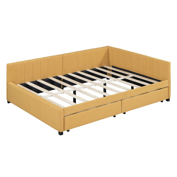 Whisen Classic Design Full Size Upholstered Daybed with 2 Storage Drawers