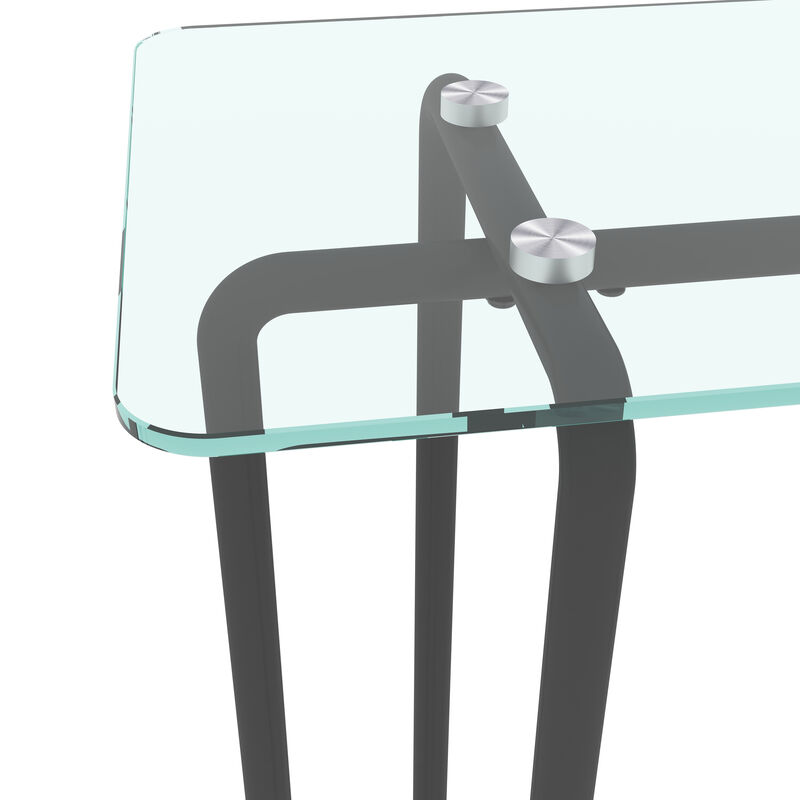 Hivvago Elegant Designed Single Layered Transparent Tempered Glass Console Table