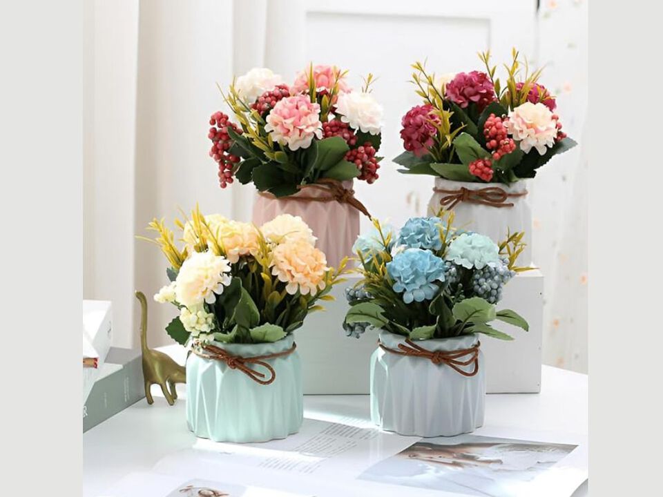 2 Piece Artificial Hydrangea Flowers Vase Filler Mini Hygrangea