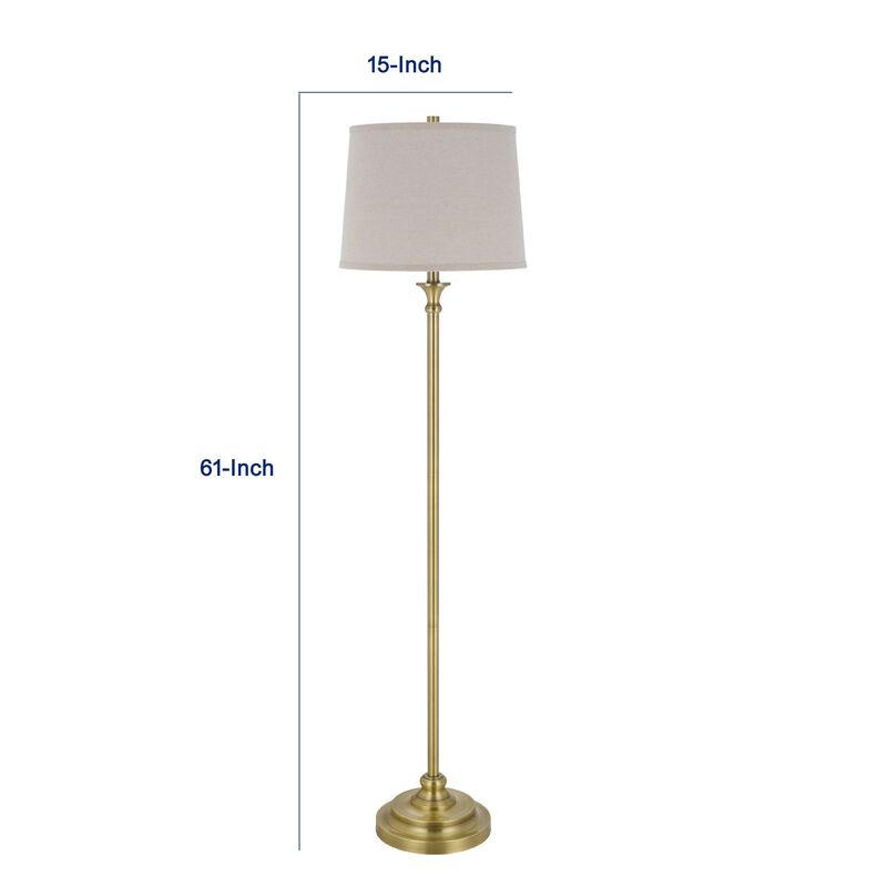 Floor Lamp with Light Gray Hardback Linen Shade, 61 Inch Antique Brass image number 7