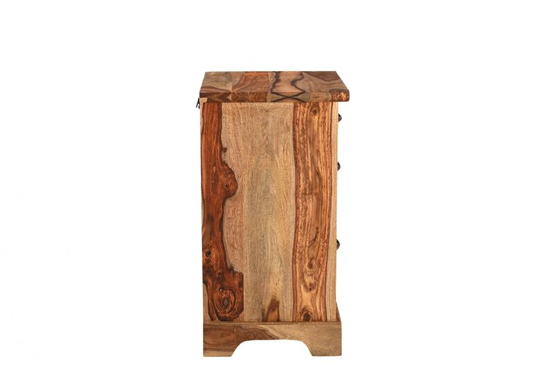 HomeRoots 30" Natural Solid Wood Three Drawers Filing Cabinet image number 2