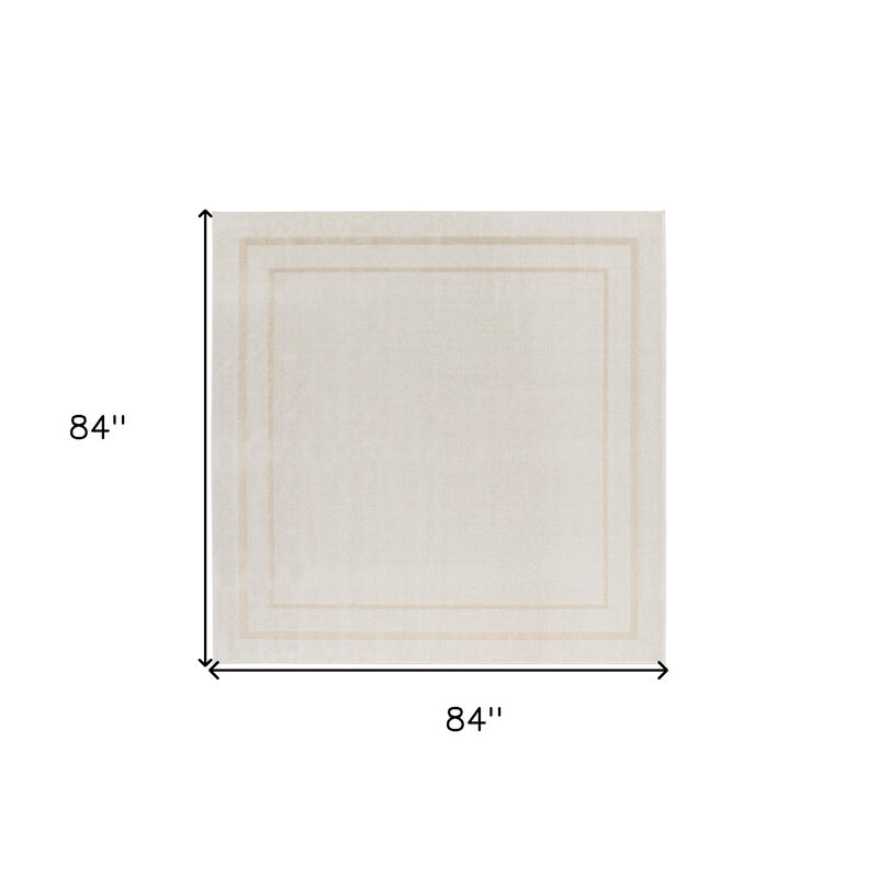 HomeRoots 7' Ivory And Gold Square Indoor Outdoor Area Rug image number 4