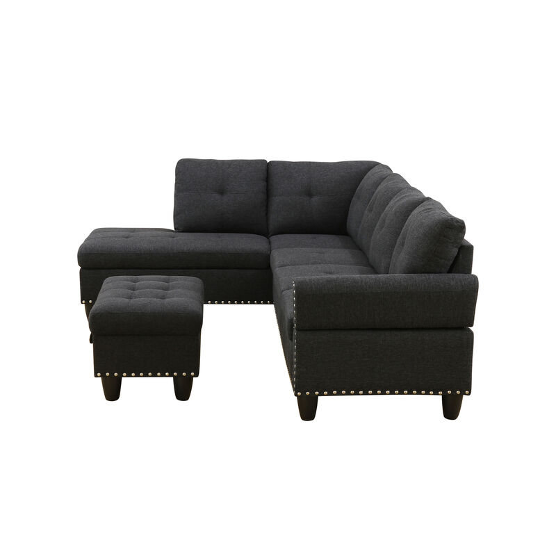 TATEUS L-Shaped Sectional Couch with Storage Ottoman image number 8