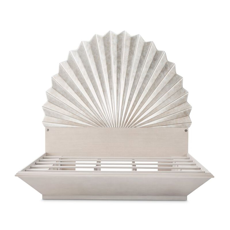 Michael Amini Fantosini King Fan Bed - Silver Leaf