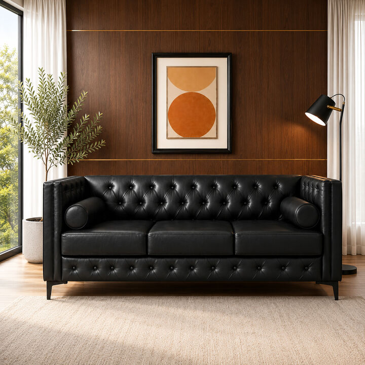 Drujep 78.5" Faux Leather Sofa