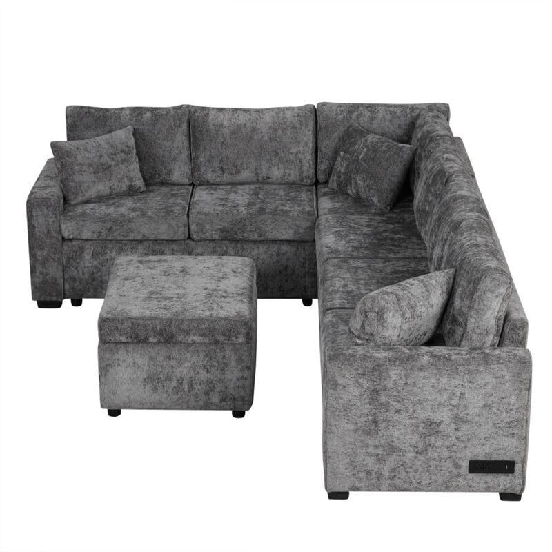 Bimkom U-Shaped Chenille Sectional Sofa image number 7